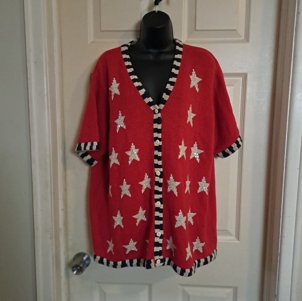 The Quacker Factory Knitted Button Up Cardigan Xl - image 2